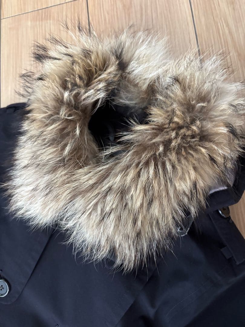 AIGLE エーグル GORETEX ファー付きトレンチコート黒 レディース　S