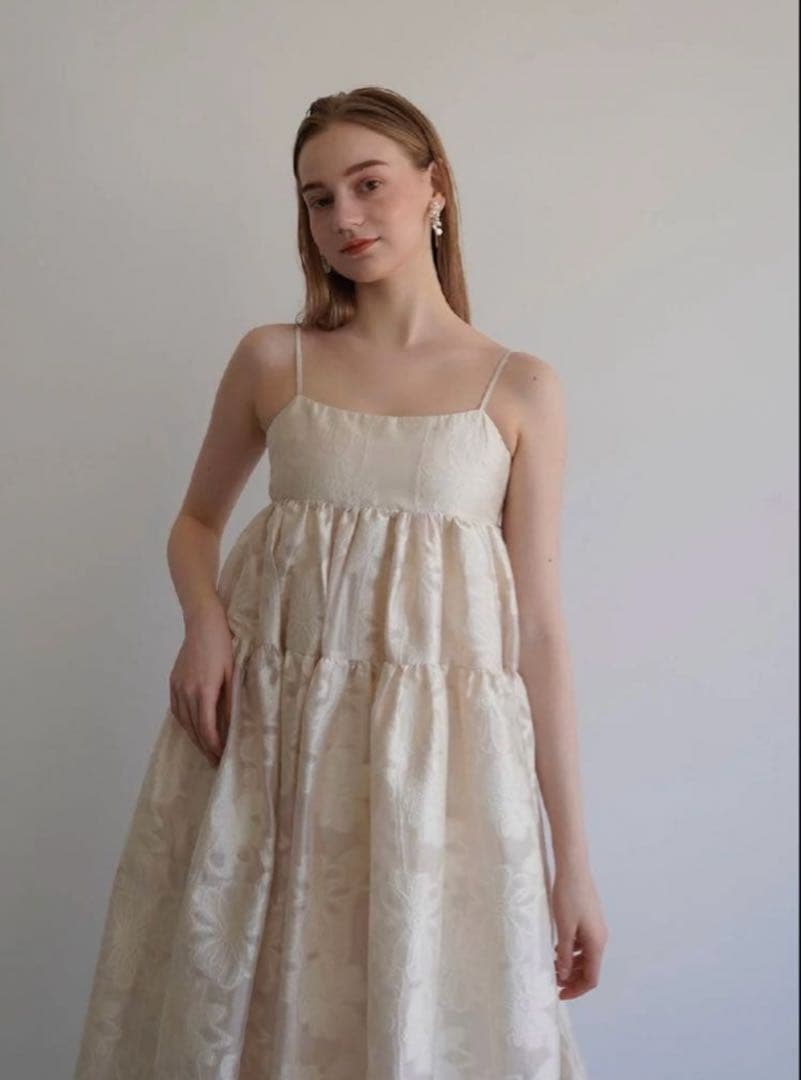 ワンピース Acka. jacquard volume camisole dress