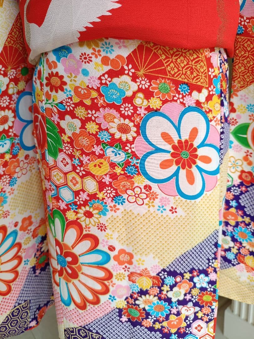 ☆アンティークレトロポップな着物と作り帯☆七五三フルセット