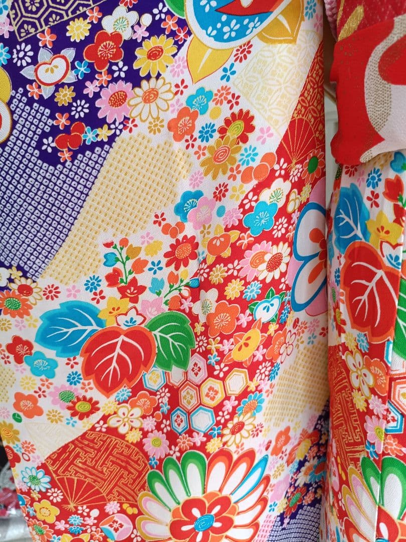 ☆アンティークレトロポップな着物と作り帯☆七五三フルセット