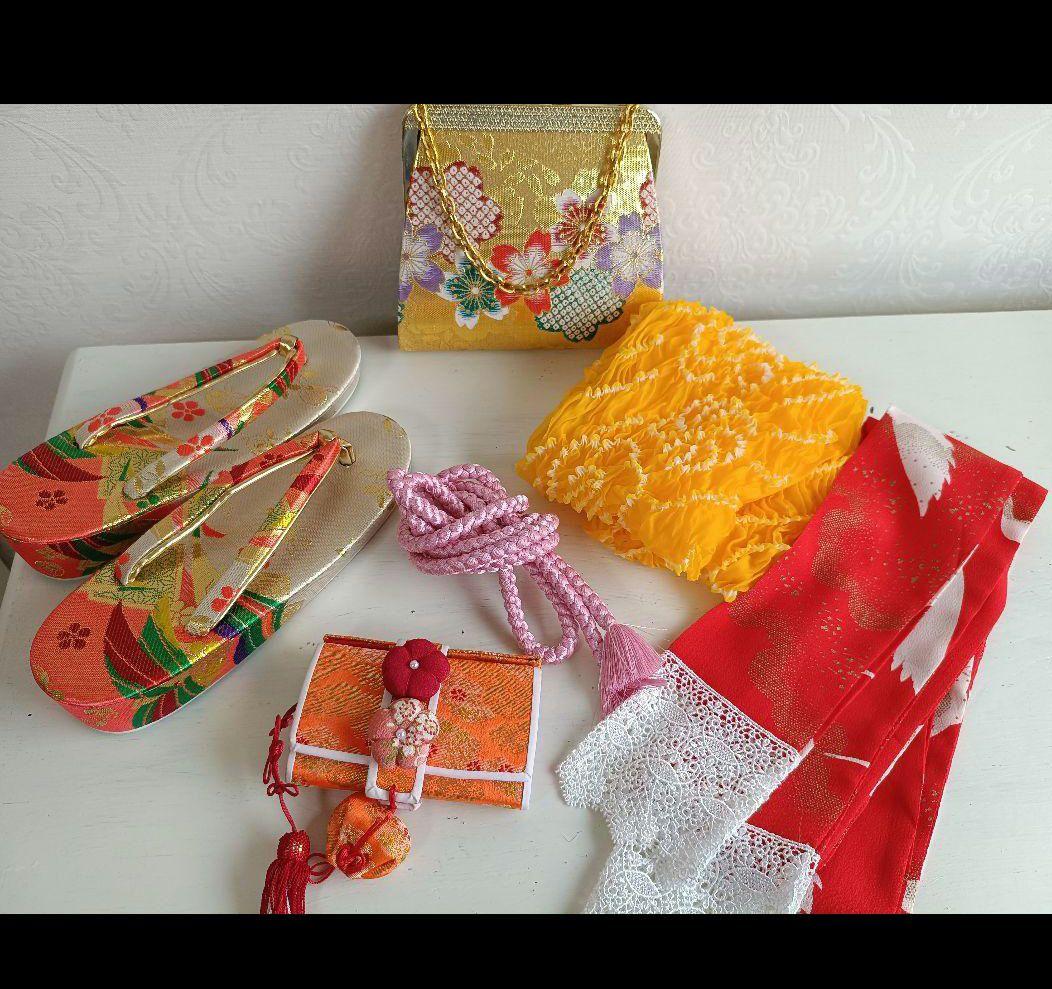 ☆アンティークレトロポップな着物と作り帯☆七五三フルセット