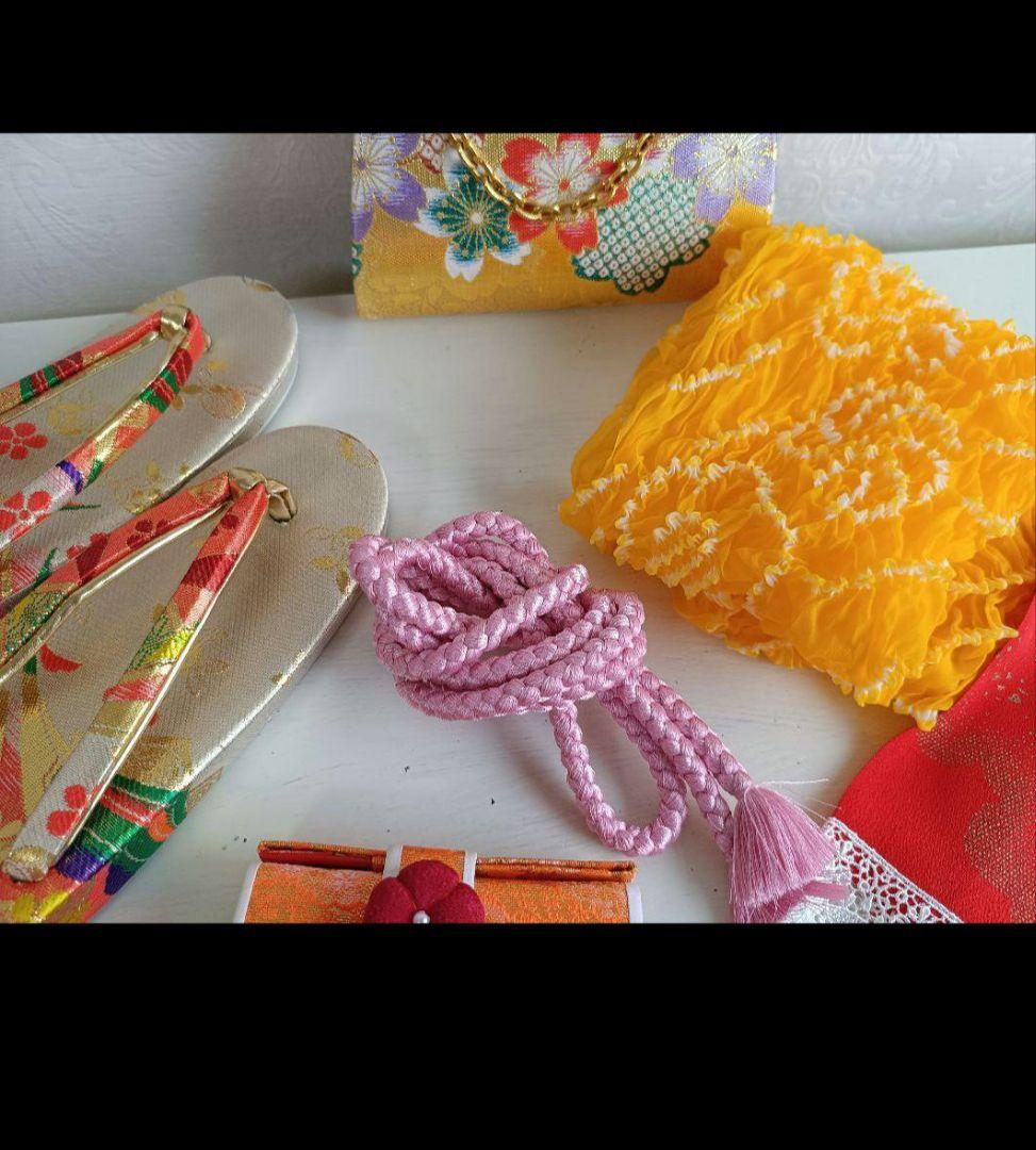 ☆アンティークレトロポップな着物と作り帯☆七五三フルセット