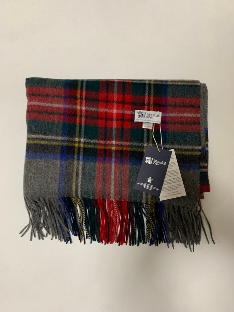 a*i様 美品 ジョンストンズ カシミヤ100％ 大判ストール ミッド チェック