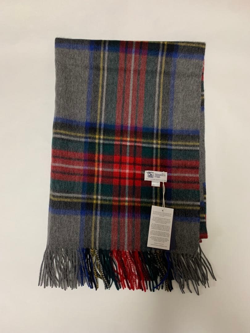 a*i様 美品 ジョンストンズ カシミヤ100％ 大判ストール ミッド チェック