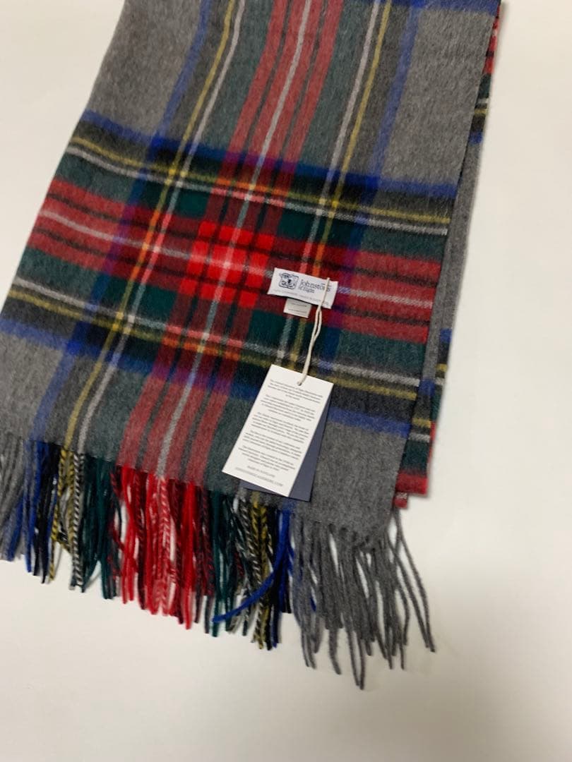a*i様 美品 ジョンストンズ カシミヤ100％ 大判ストール ミッド チェック