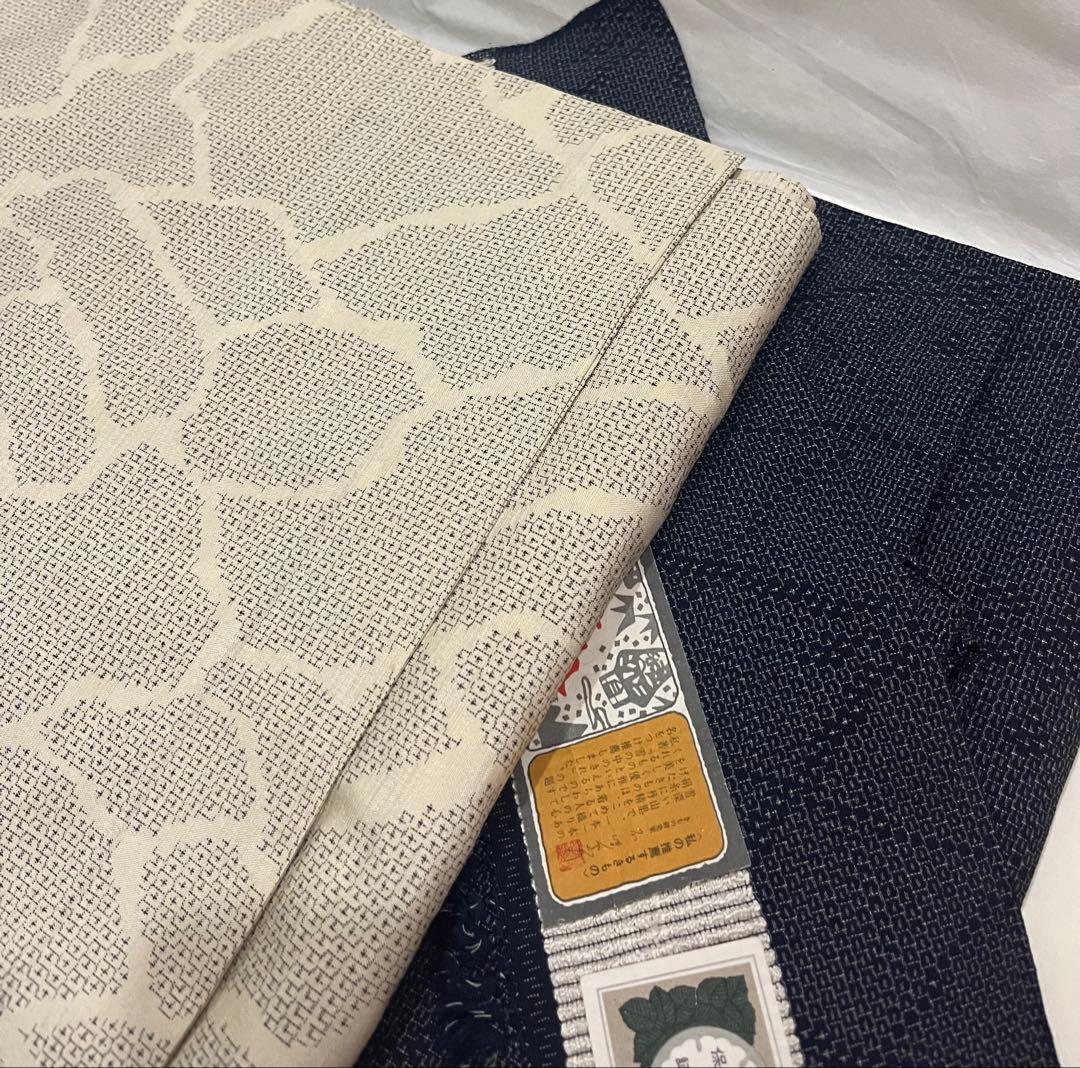 本塩沢紬やまだ織／100亀甲結城紬　単衣着物2枚