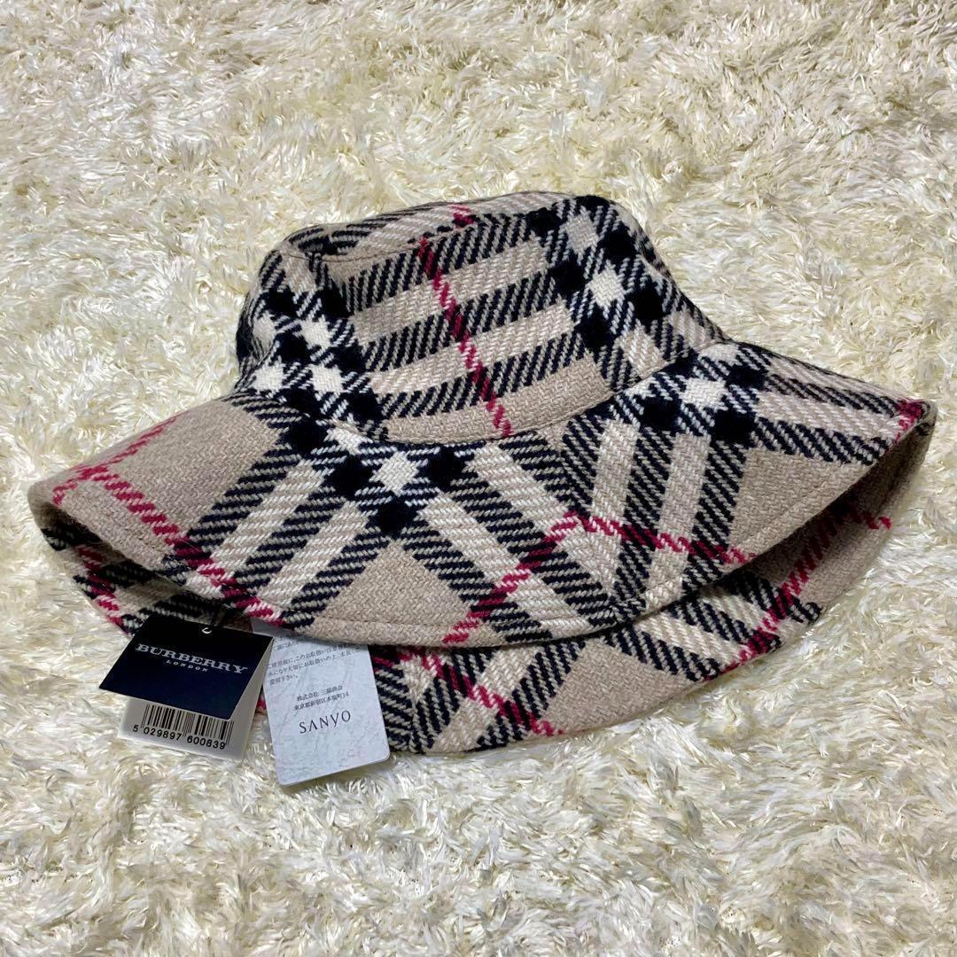 【新品&タグ付き】バーバリーロンドン バケットハット ノバチェック 毛100%