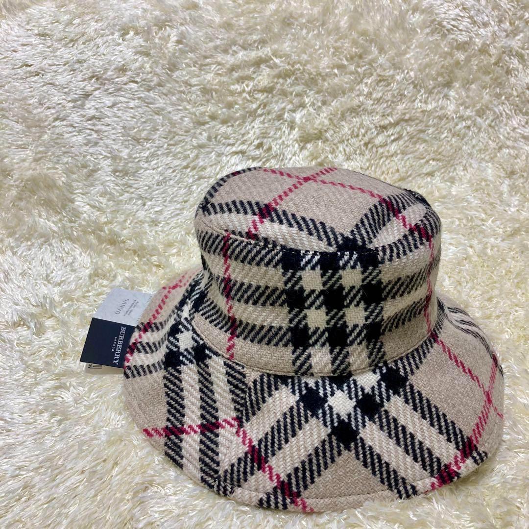 【新品&タグ付き】バーバリーロンドン バケットハット ノバチェック 毛100%
