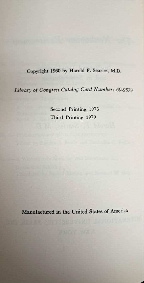 健康・医学 THE NONHUMAN ENVIRONMENT SEARLES