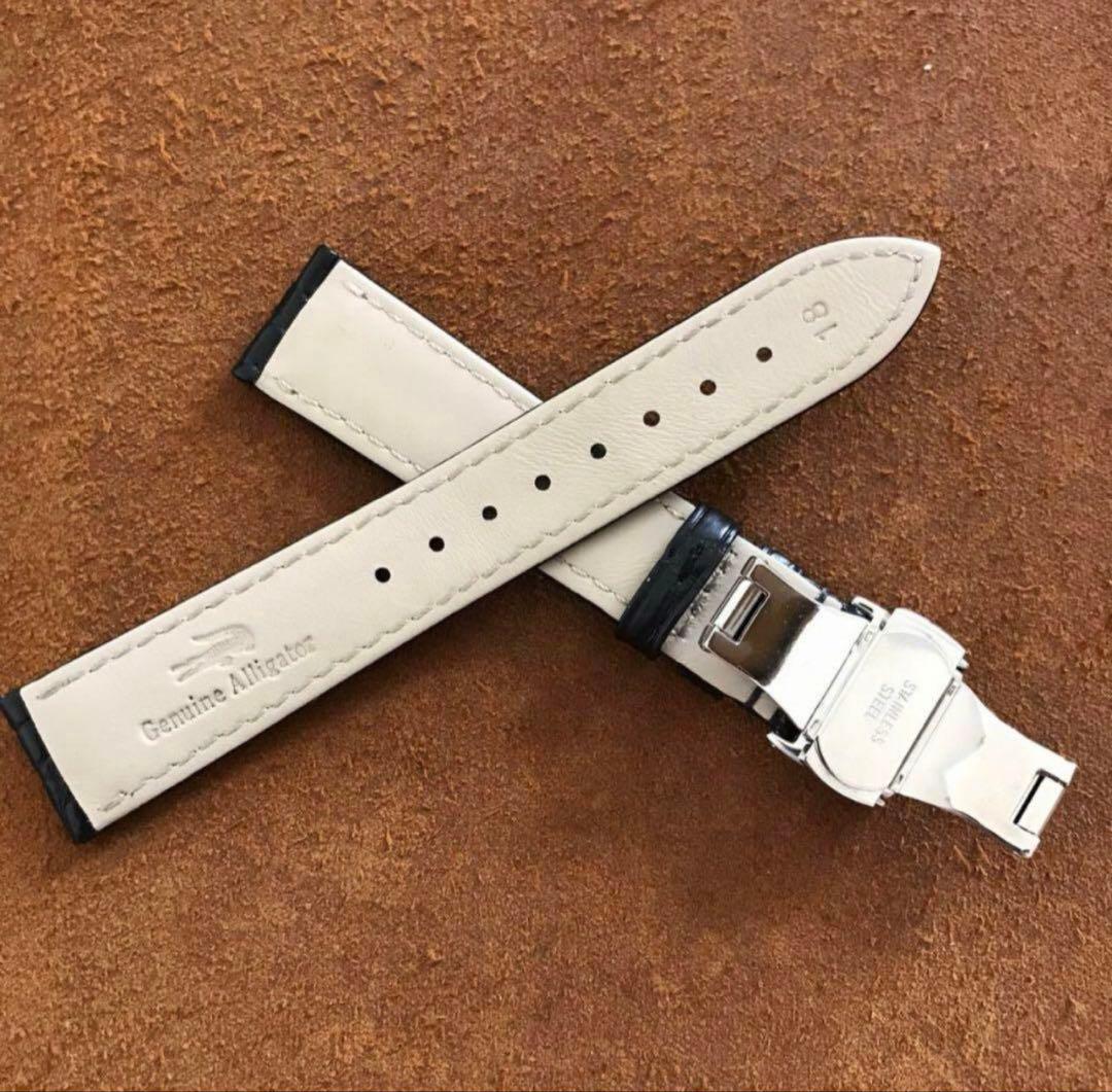 18 20 mm本革クロコダイル 腕時計ベルト ワニ革　人気商品