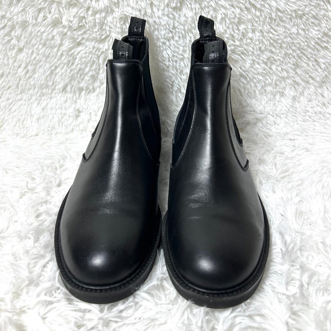 【未使用級】HARUTA レザーサイドゴアブーツ ブラック27cm 3E