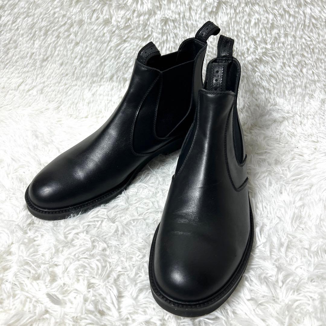 【未使用級】HARUTA レザーサイドゴアブーツ ブラック27cm 3E