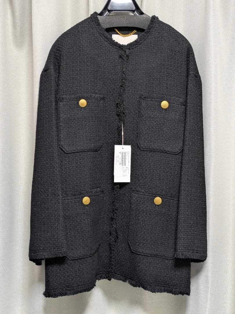【新品タグ付】【2024 AW】GIOLICAツイードBIGジャケット　ブラック