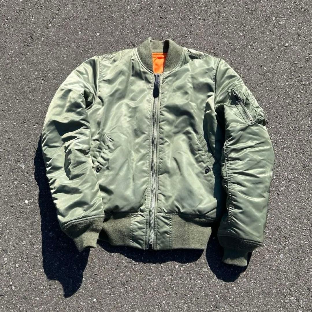 90s ALPHA MA-1 フライトジャケット 中綿入り　リバーシブル　短丈