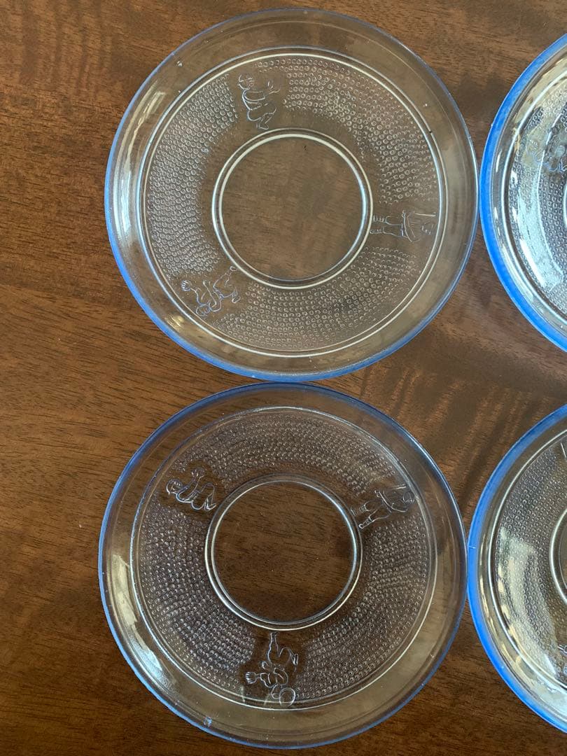 古いプレスガラス　野球柄　5枚セット