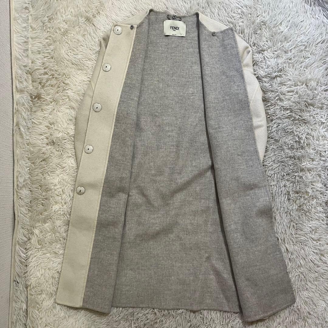 FENDI 毛皮コート カシミヤ100% フォクスファー 42 バイカラー
