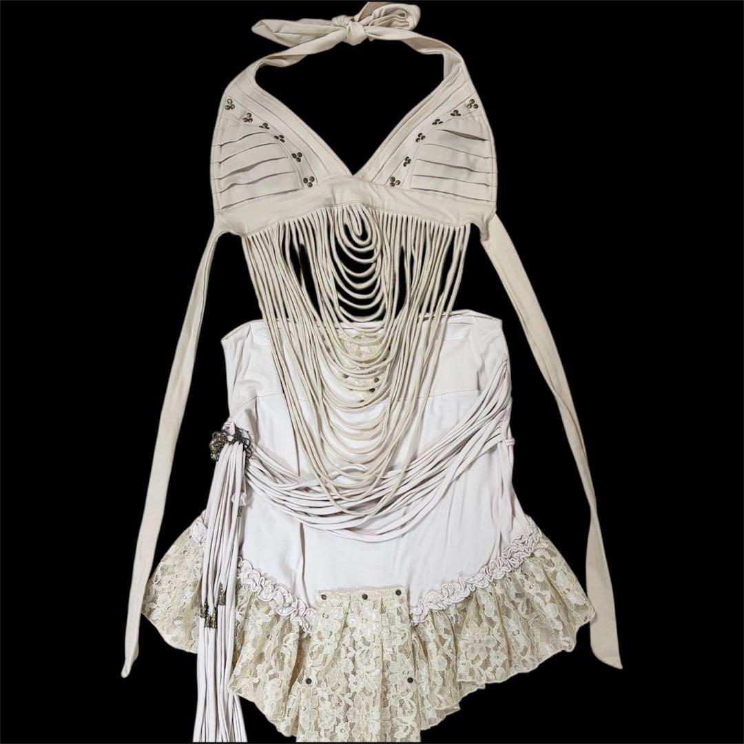 ベリーダンス衣装 ブラトップ＋スカート 白系 kayo