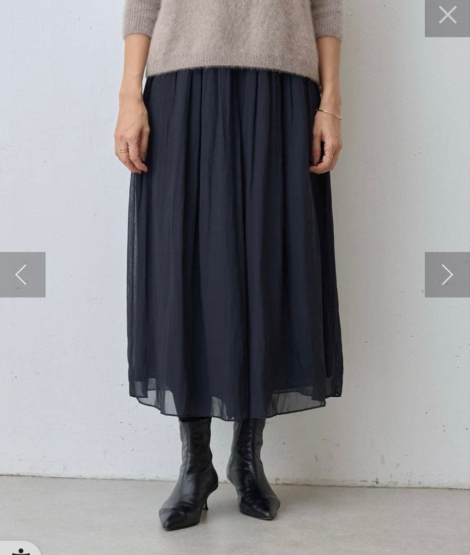 【新品】ビアズリー シワシフォンギャザーパンツ ブラック 黒