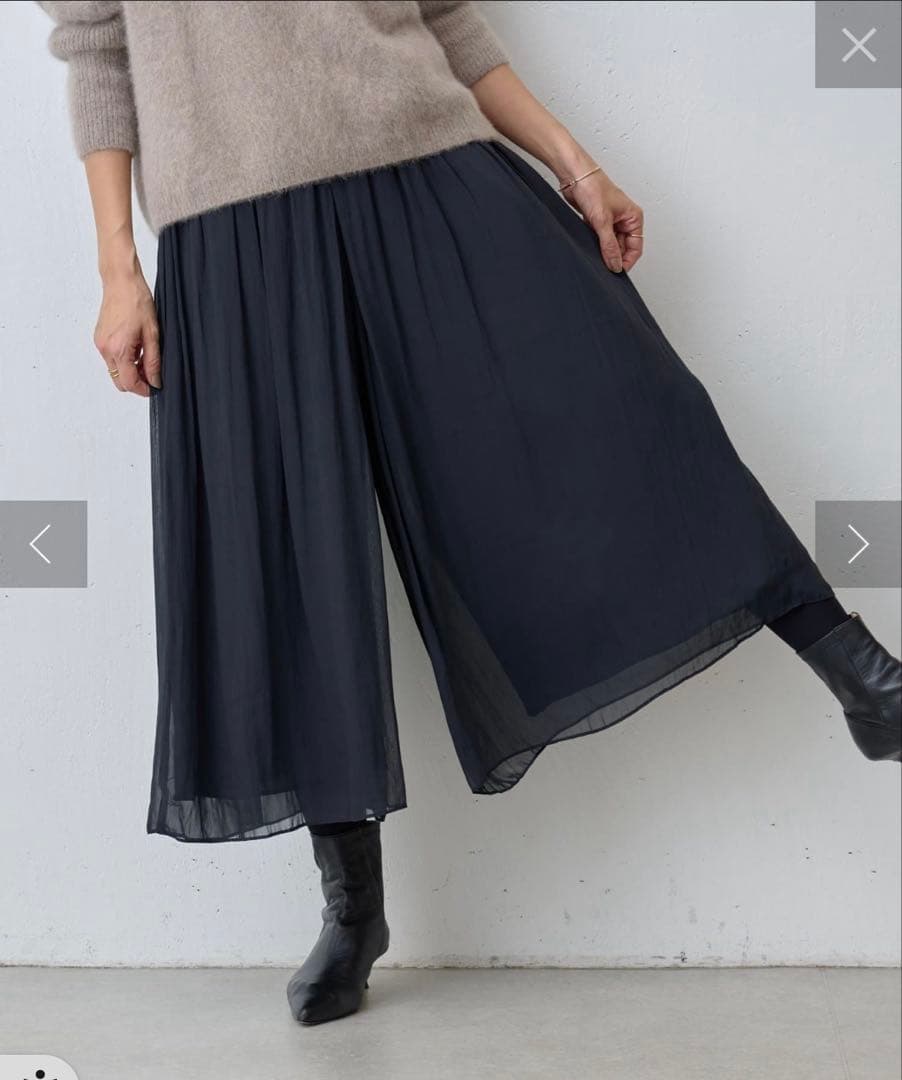 【新品】ビアズリー シワシフォンギャザーパンツ ブラック 黒