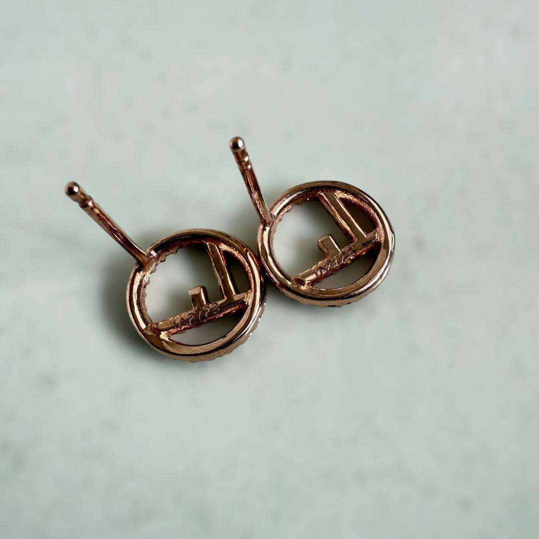 美品 FENDI フェンディ エフイズフェンディ ピアス ピンクゴールド