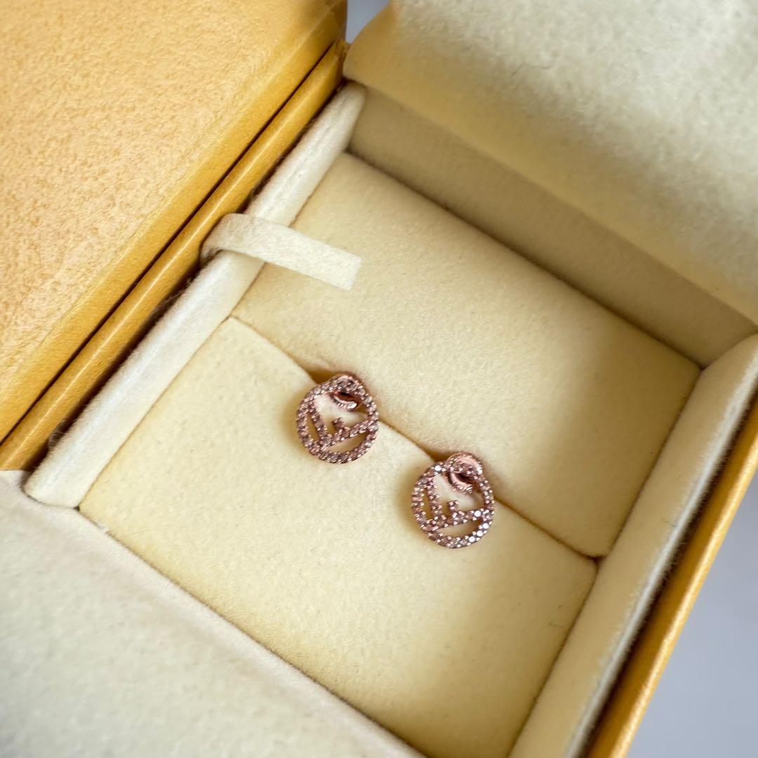 美品 FENDI フェンディ エフイズフェンディ ピアス ピンクゴールド