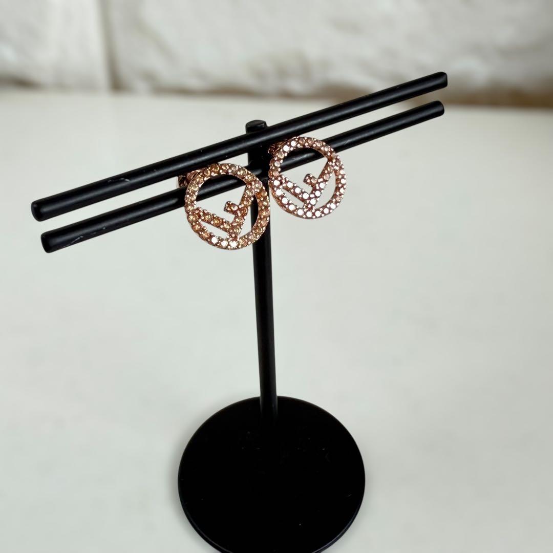 美品 FENDI フェンディ エフイズフェンディ ピアス ピンクゴールド