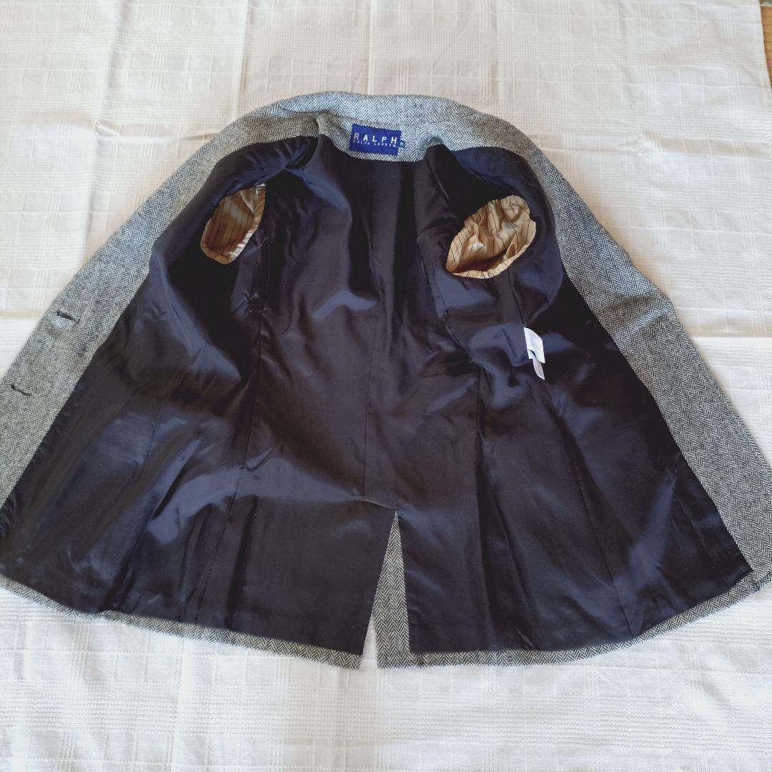 【Ralph Lauren】 ヘリンボーン ツイードジャケット シルク 11号