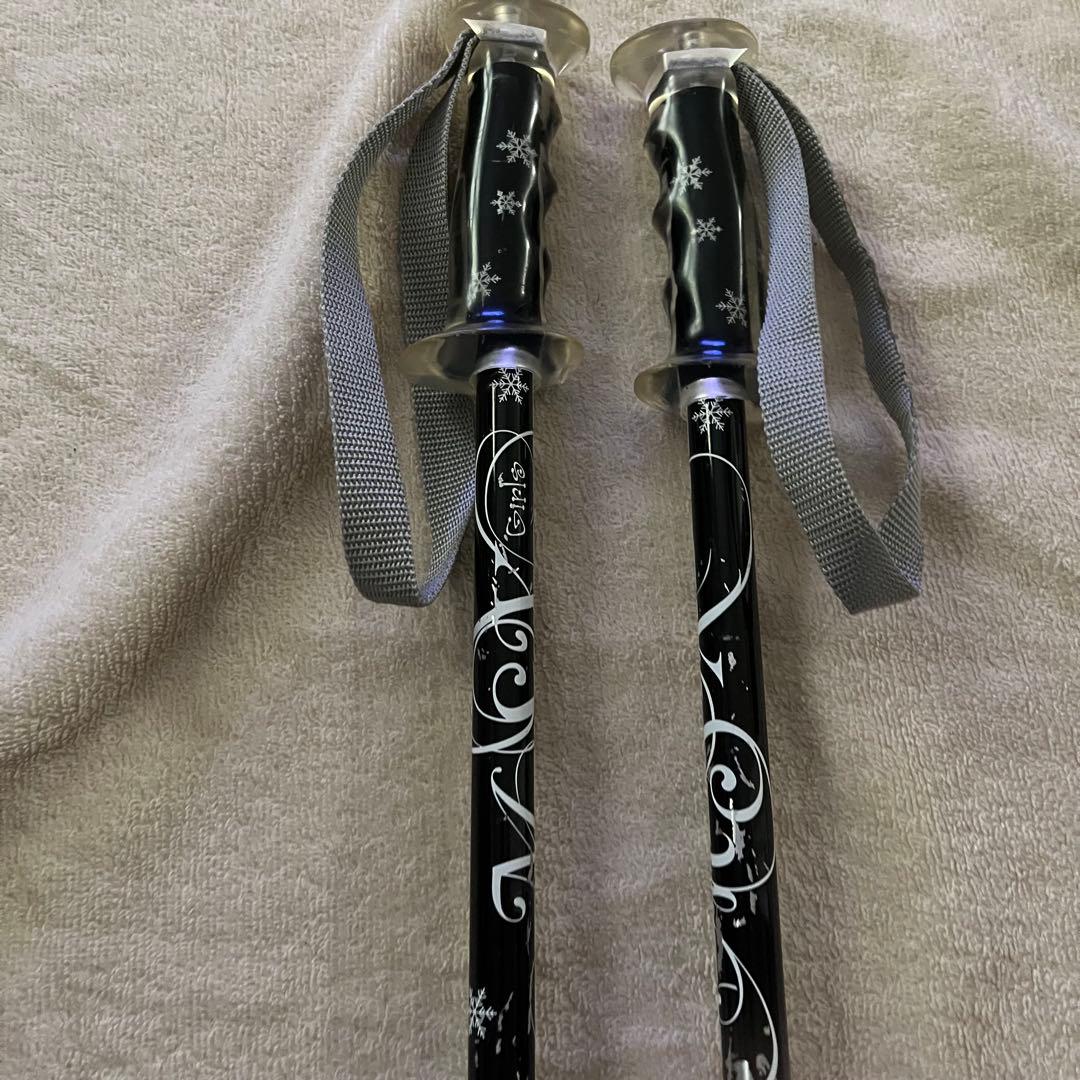 ジュニアスキー 110cm 女の子 スキー板 ストック2点セット ピンク