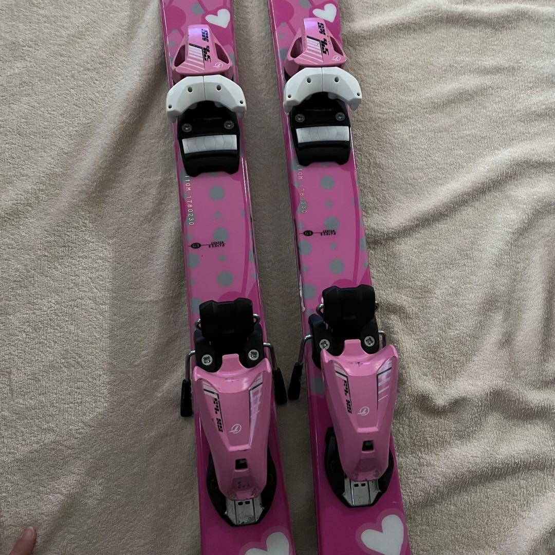ジュニアスキー 110cm 女の子 スキー板 ストック2点セット ピンク