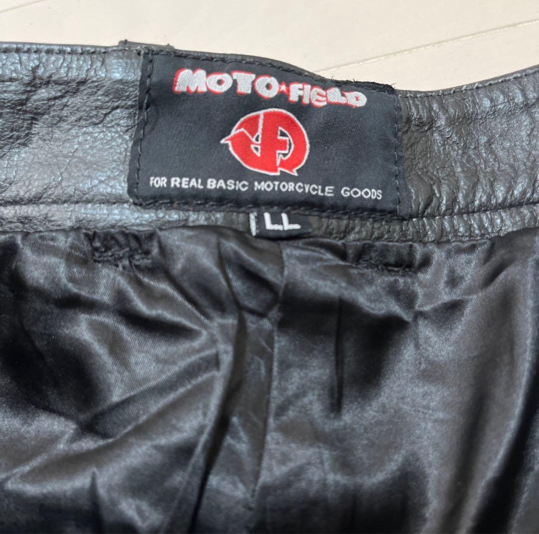 モトフィールドレザー キルティングパンツ 黒
