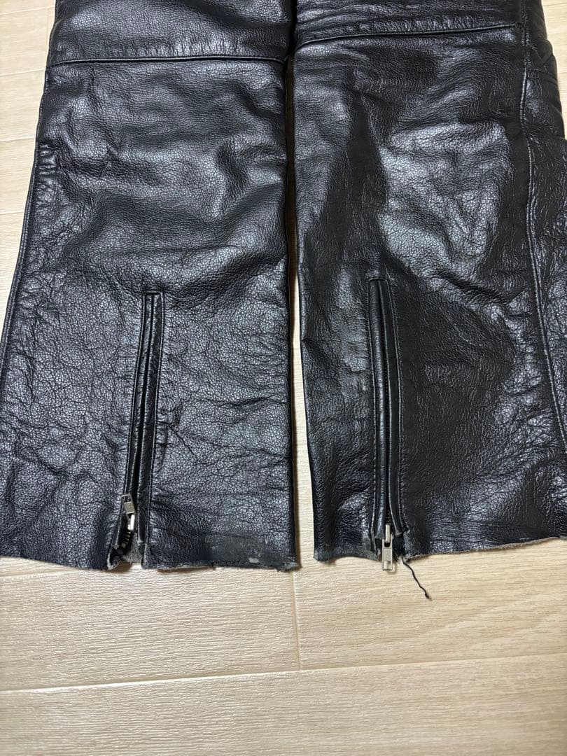 モトフィールドレザー キルティングパンツ 黒