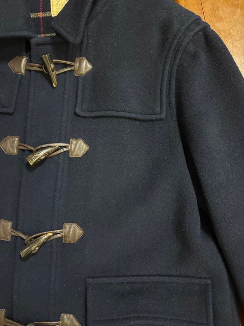 Brooks Brothers 裏地チェック ロングダッフルコート ネイビー L