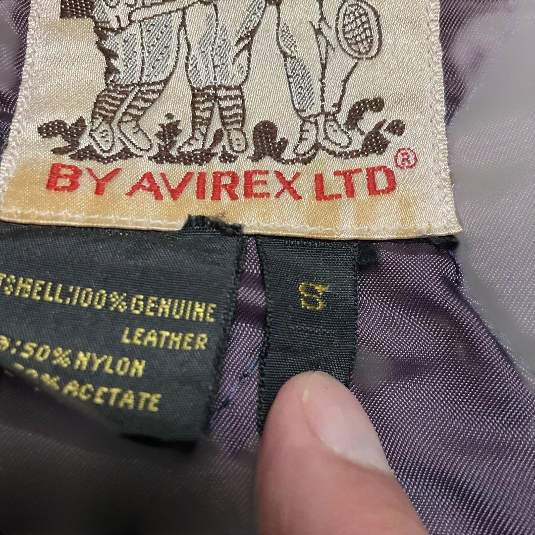 AVIREX レザー スタジャン 紺色 US Sサイズ(日本MからLサイズ)