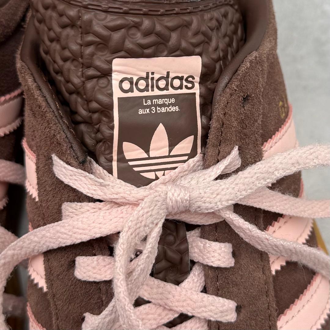 addidas ガゼルボールド 厚底 スニーカー ブラウン×ピンク