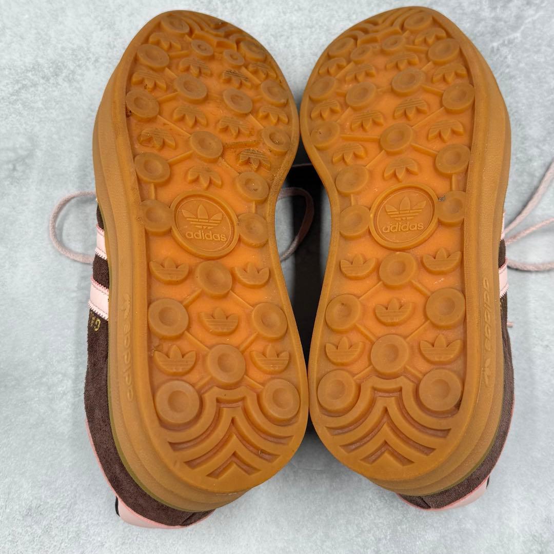 addidas ガゼルボールド 厚底 スニーカー ブラウン×ピンク