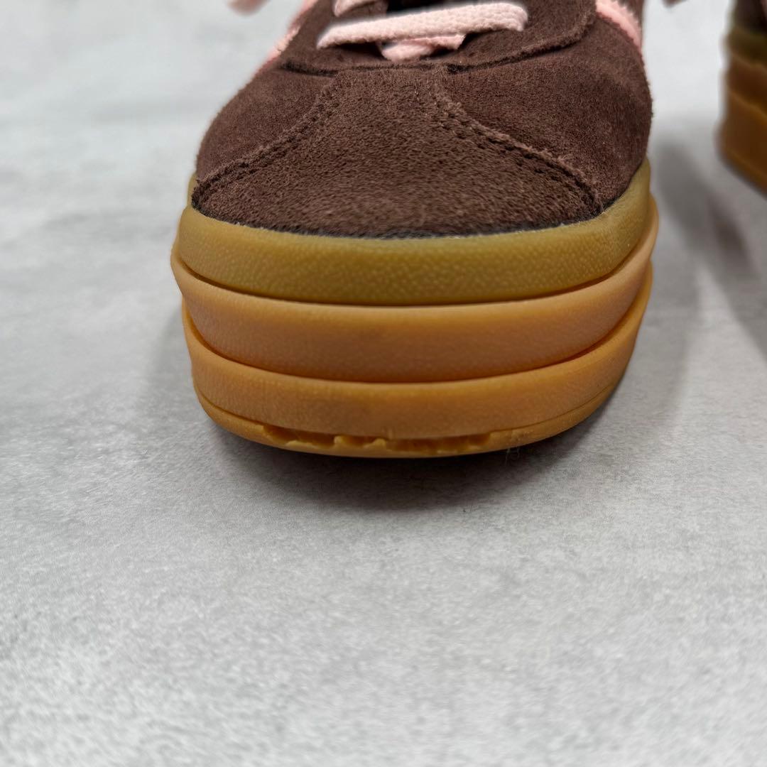 addidas ガゼルボールド 厚底 スニーカー ブラウン×ピンク