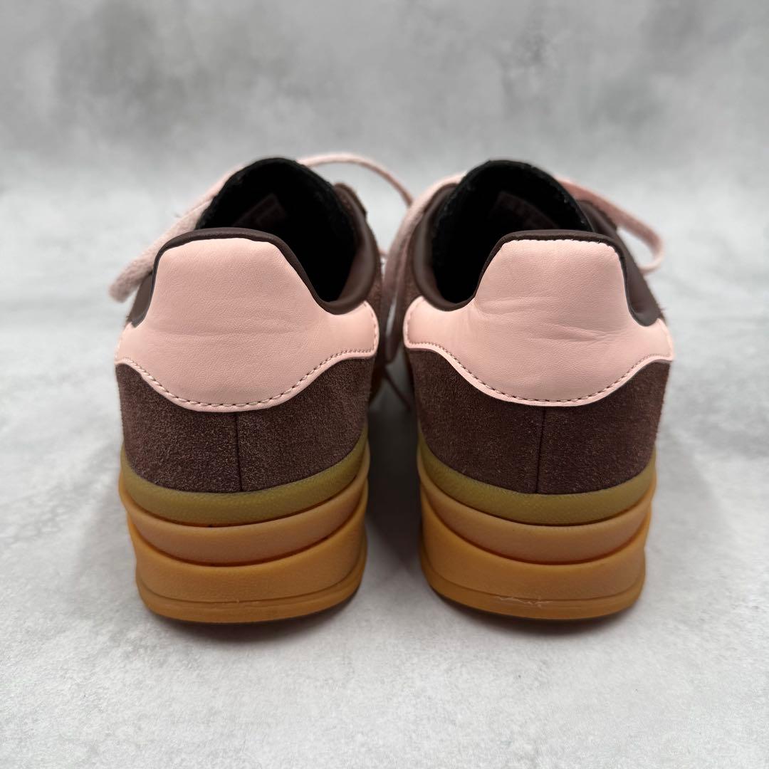 addidas ガゼルボールド 厚底 スニーカー ブラウン×ピンク