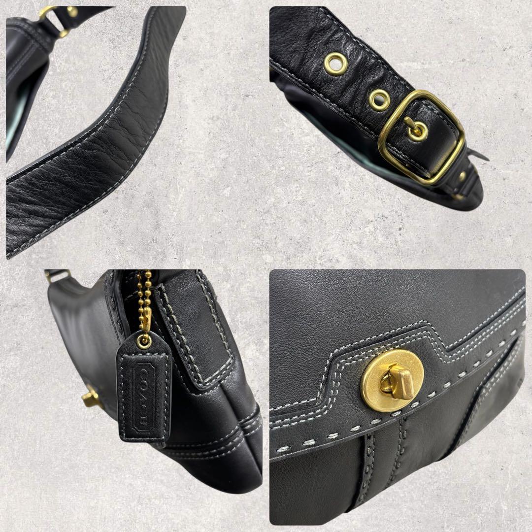 コーチ ソーホー ワンショルダーバッグ レザー 黒　ターンロック 保存袋