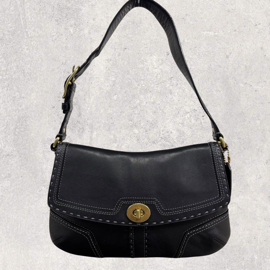 コーチ ソーホー ワンショルダーバッグ レザー 黒　ターンロック 保存袋