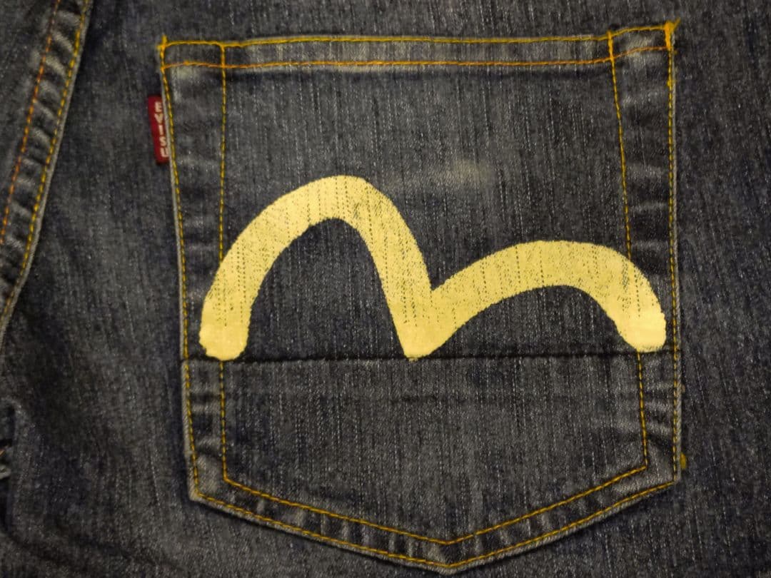 【USED】EVISU DONNA_デニムホットパンツ_ホワイトカモメ_Sサイズ