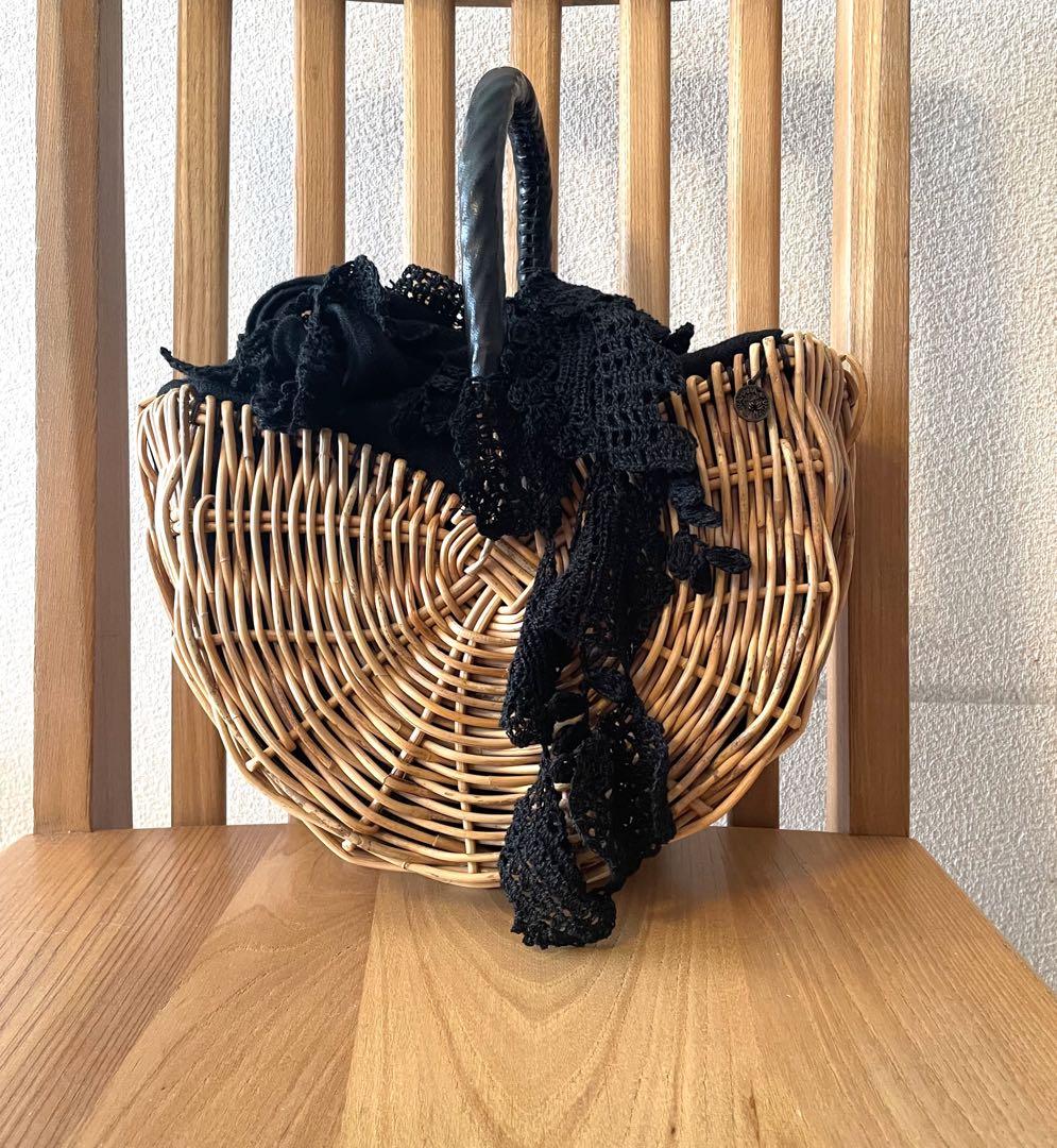 ebagos エバゴス レース装飾 ワンハンドル バスケットバッグ