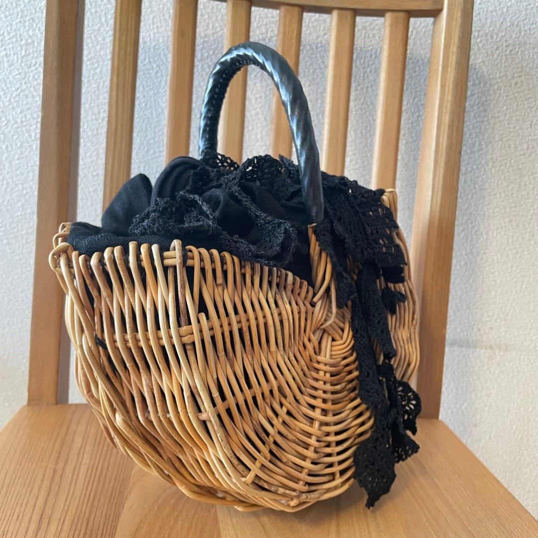 ebagos エバゴス レース装飾 ワンハンドル バスケットバッグ