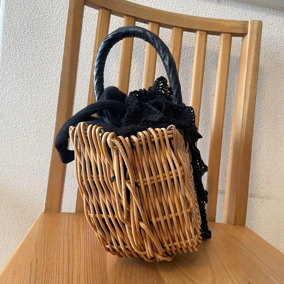 ebagos エバゴス レース装飾 ワンハンドル バスケットバッグ