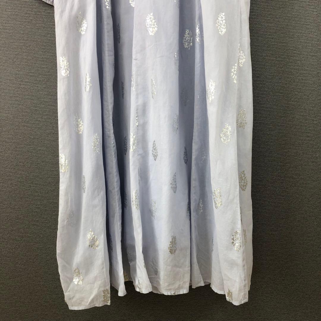 ne Quittez pas コットンボイルホイルフラワープリントスリーブドレス