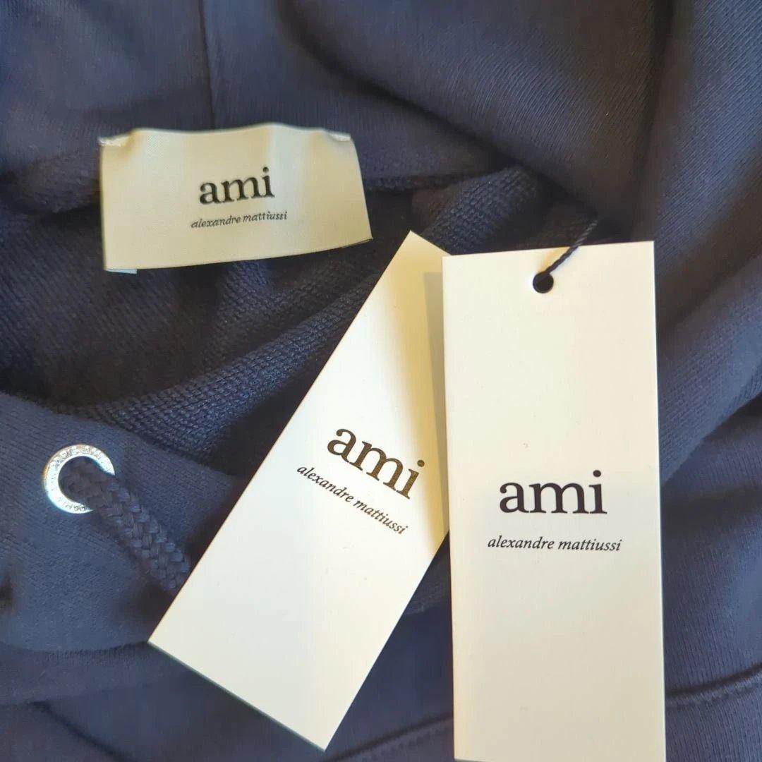 【セール】AMI PARIS パーカー ネイビー L ハート刺繍 ロゴ