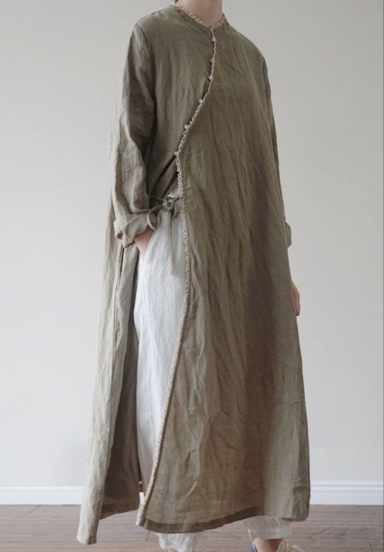 ラミーロングシャツワンピース　長袖