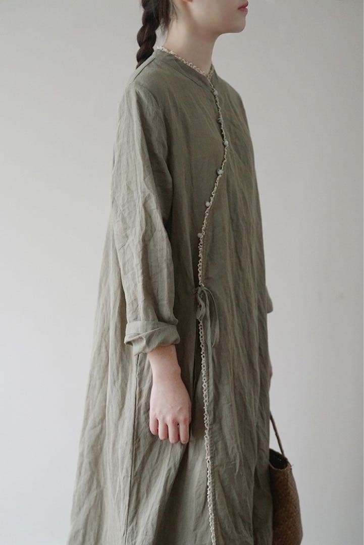 ラミーロングシャツワンピース　長袖