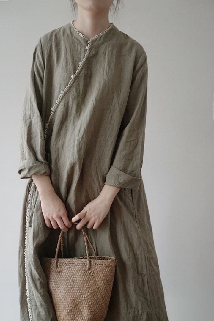 ラミーロングシャツワンピース　長袖