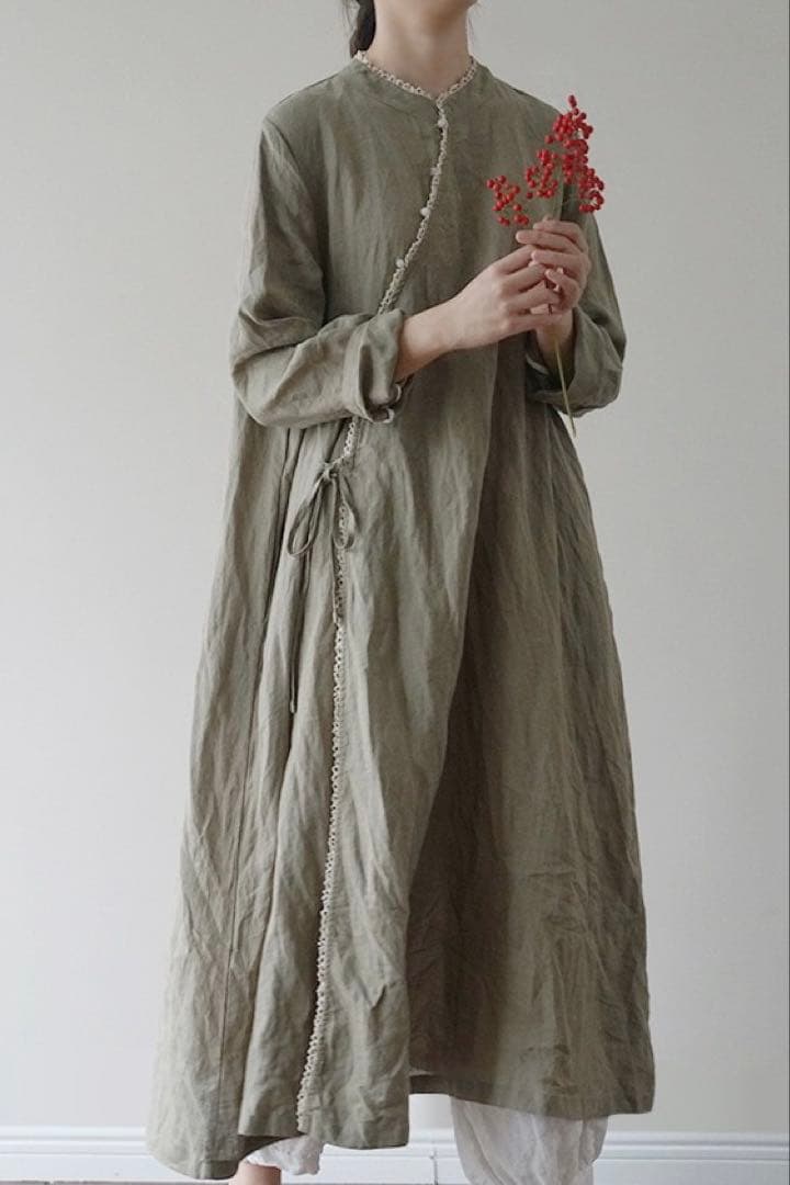 ラミーロングシャツワンピース　長袖