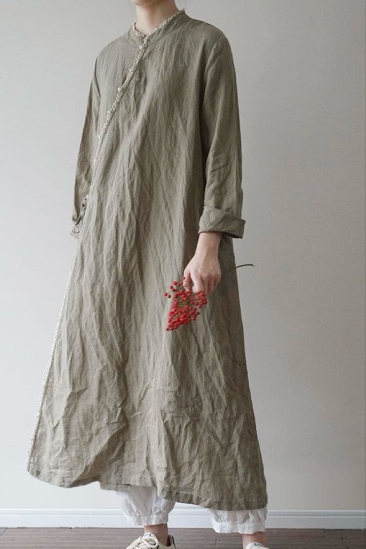 ラミーロングシャツワンピース　長袖